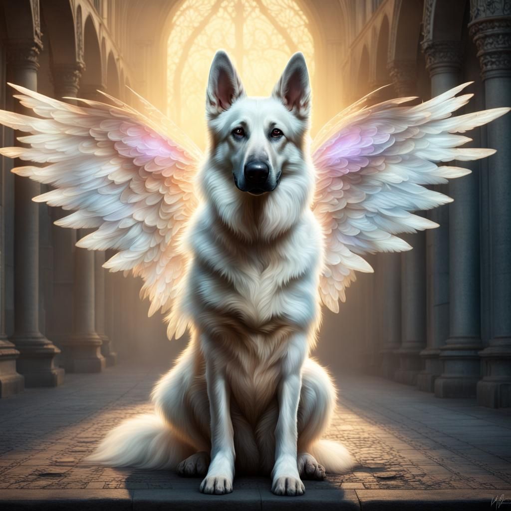 German Shepherd with Fairy Wings: Digital Matte Painting