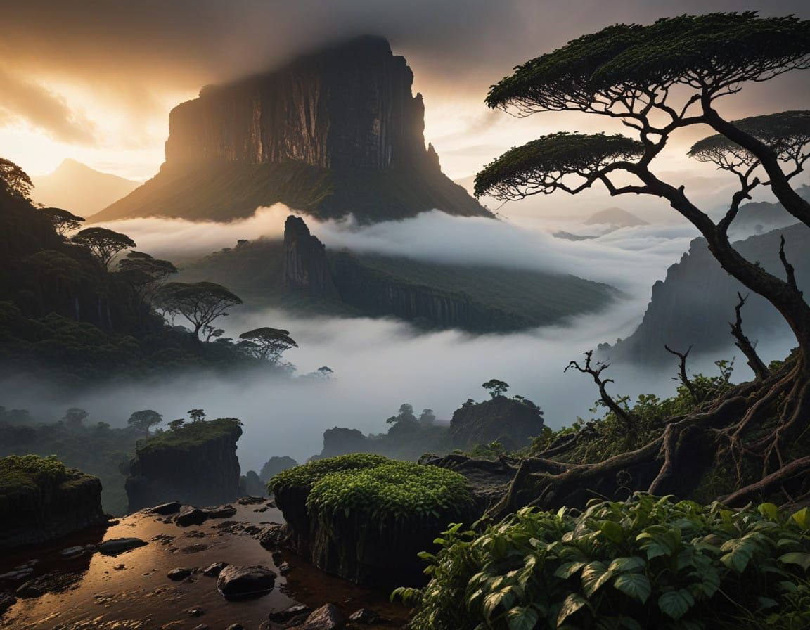 Misty Mount Roraima in Gothic Style