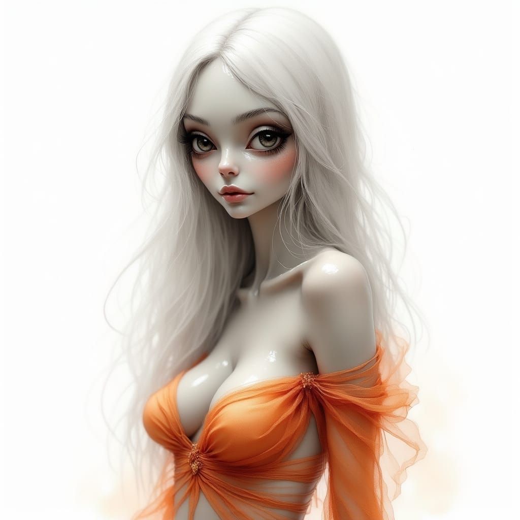 Ethereal Alien Woman Portrait in Hyperrealistic Style