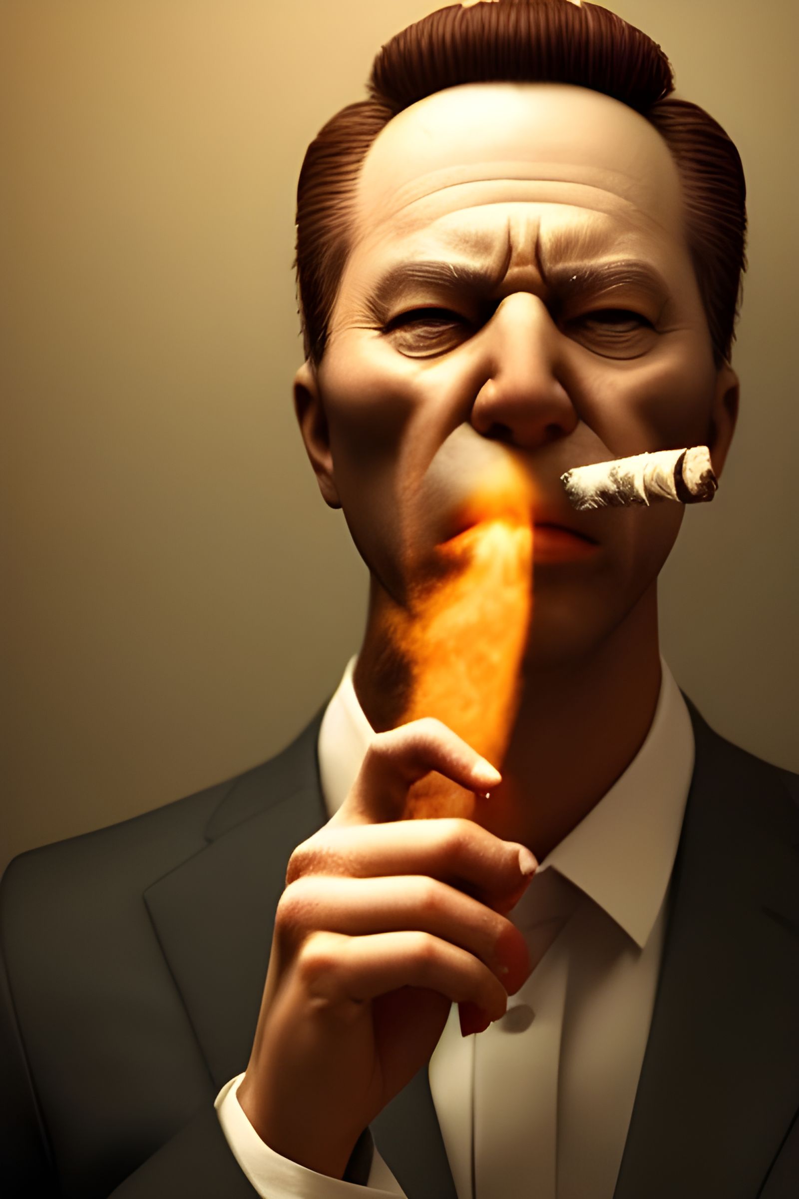 Hyperrealistic 3D Render of Politician with Cigar