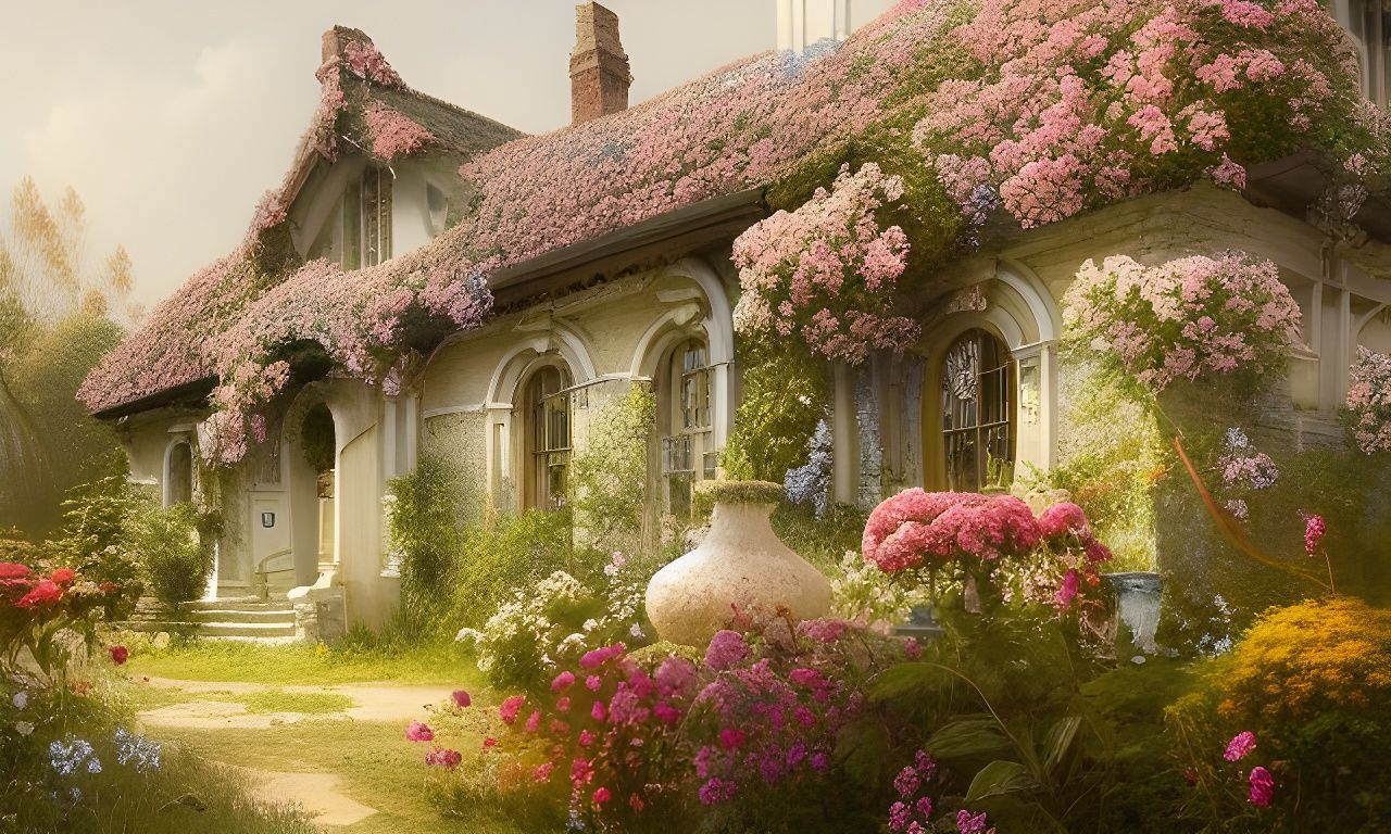 Floral Cottage in Art Nouveau Rococo Style