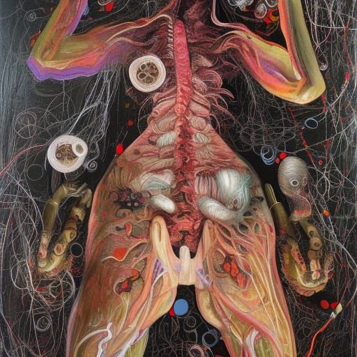 Surreal Chicken Creature in Contemporary Art Style