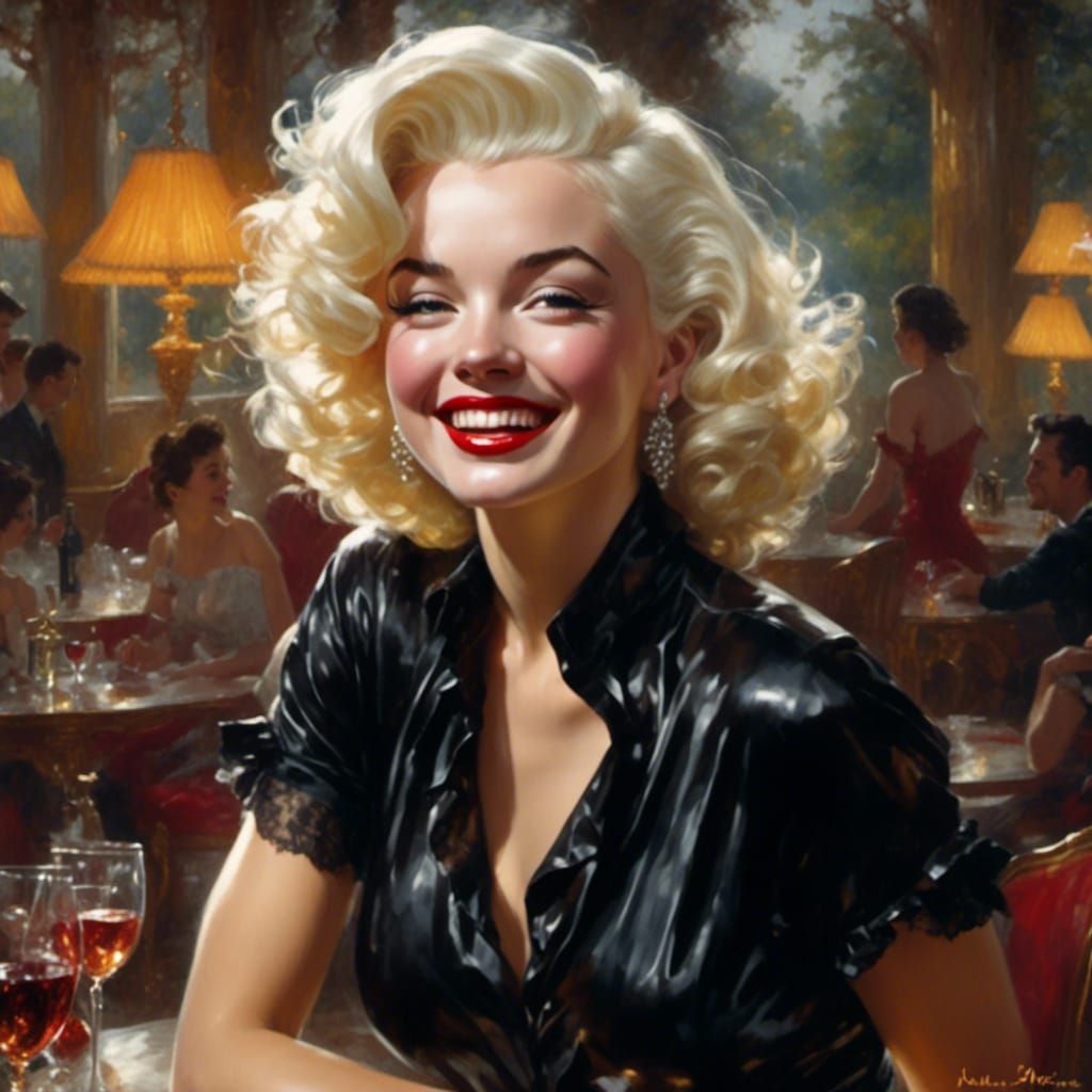 Marilyn Monroe Portrait with Dark Hair and Smile