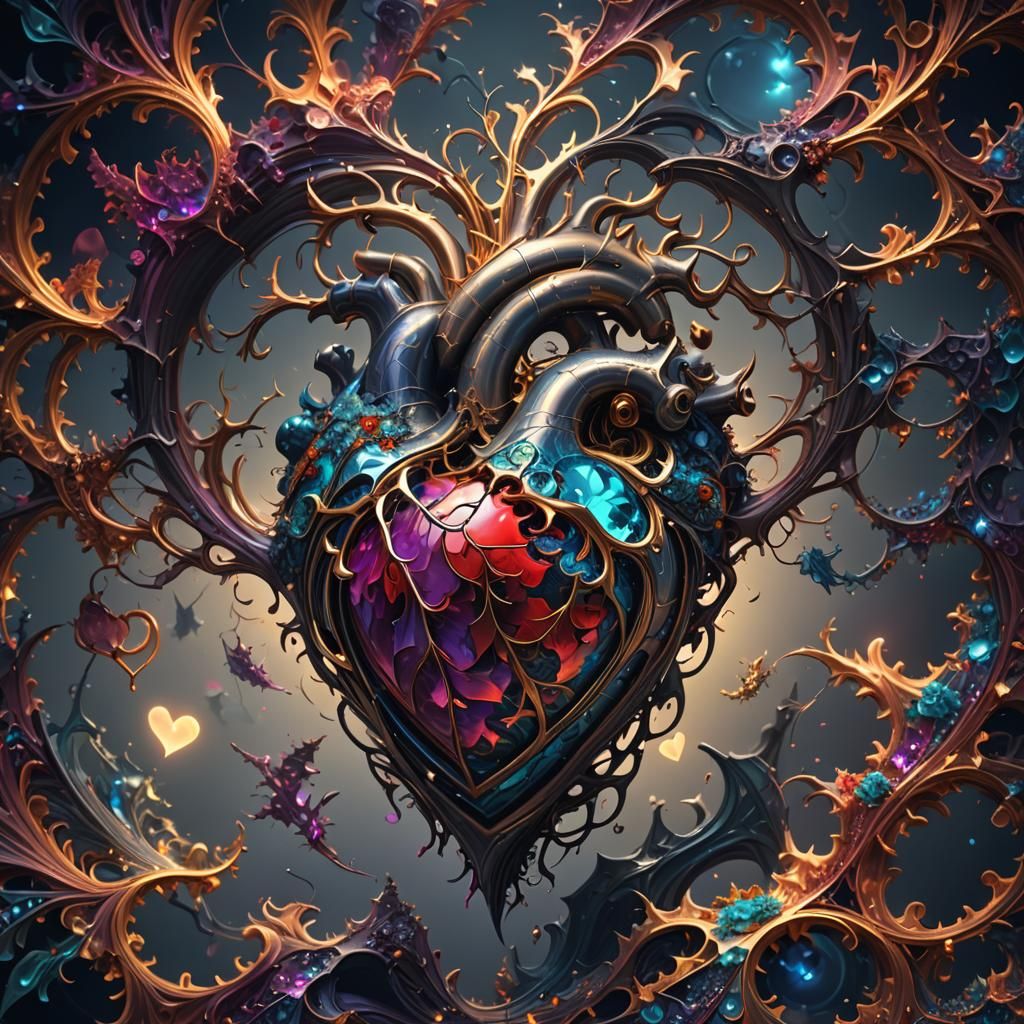 Detailed Fractal Heart in Fantasy Concept Art