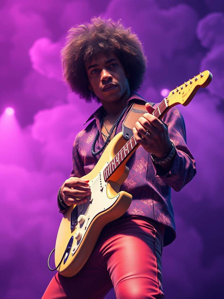Hendrix in Swirling Haze: 3D Anime Art
