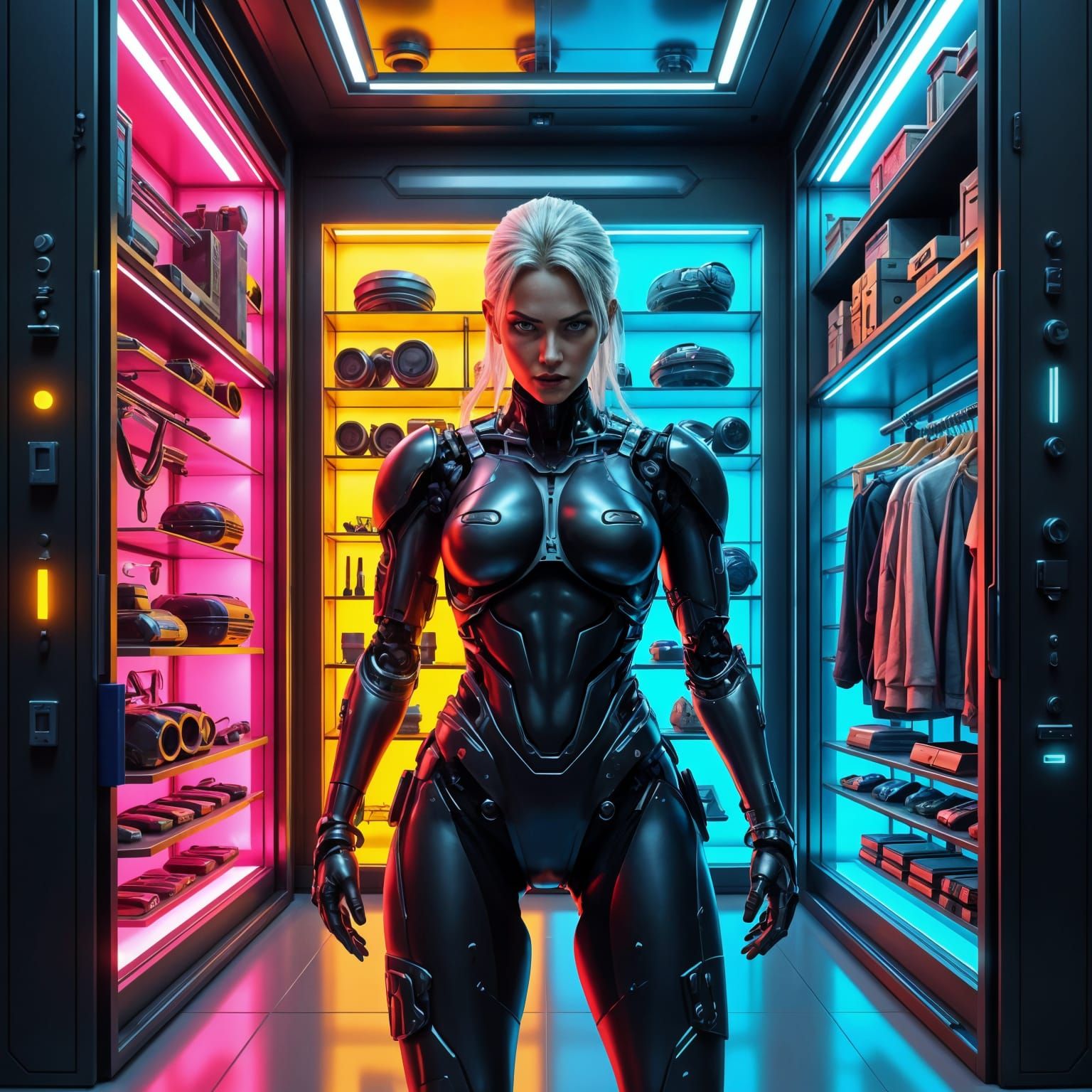 Cyborg Goddess Unveils Vibrant Exoskeleton