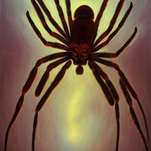 Horror Giant Spider in Oil Painting Style