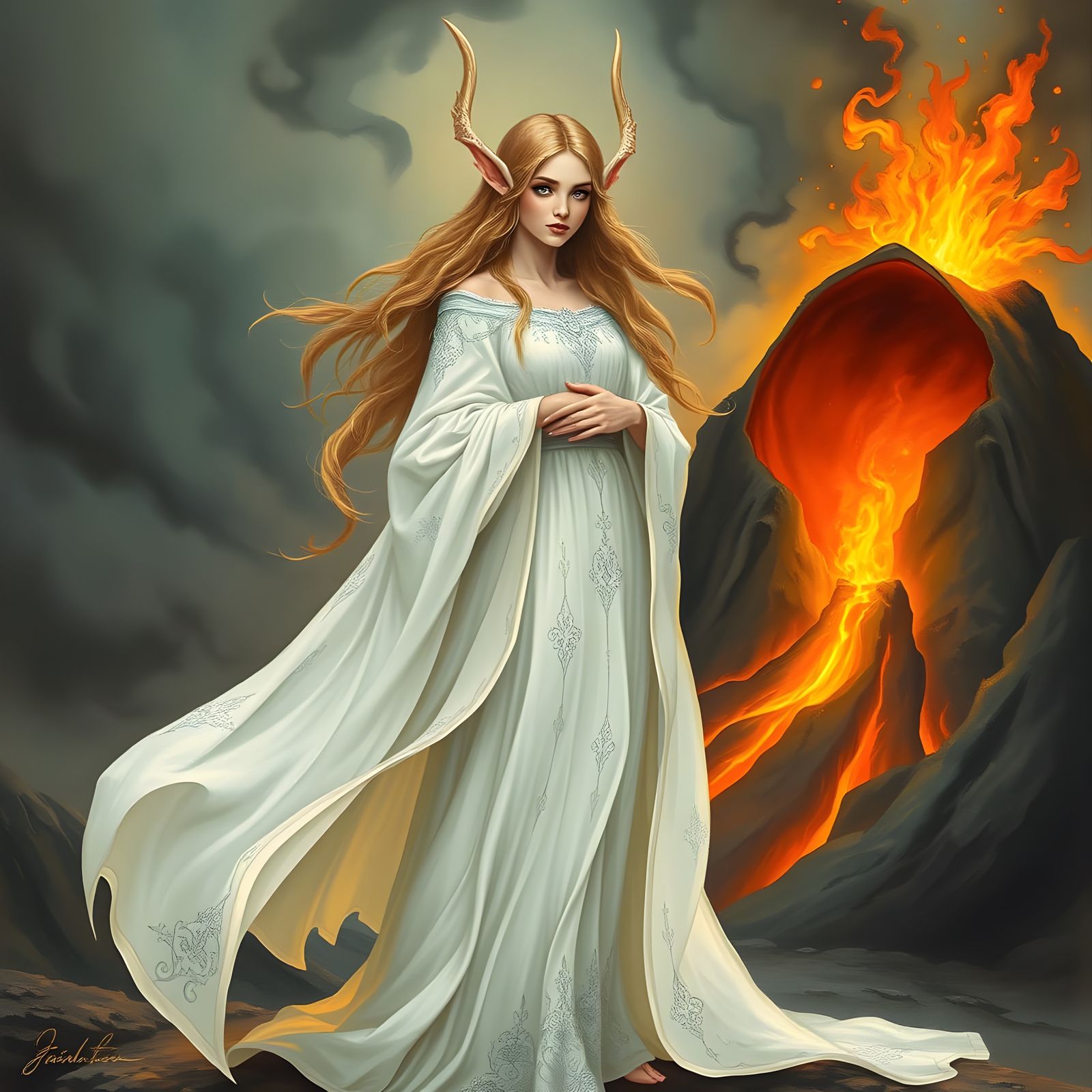 Ethereal Elven Seeress in Aetheric Portal