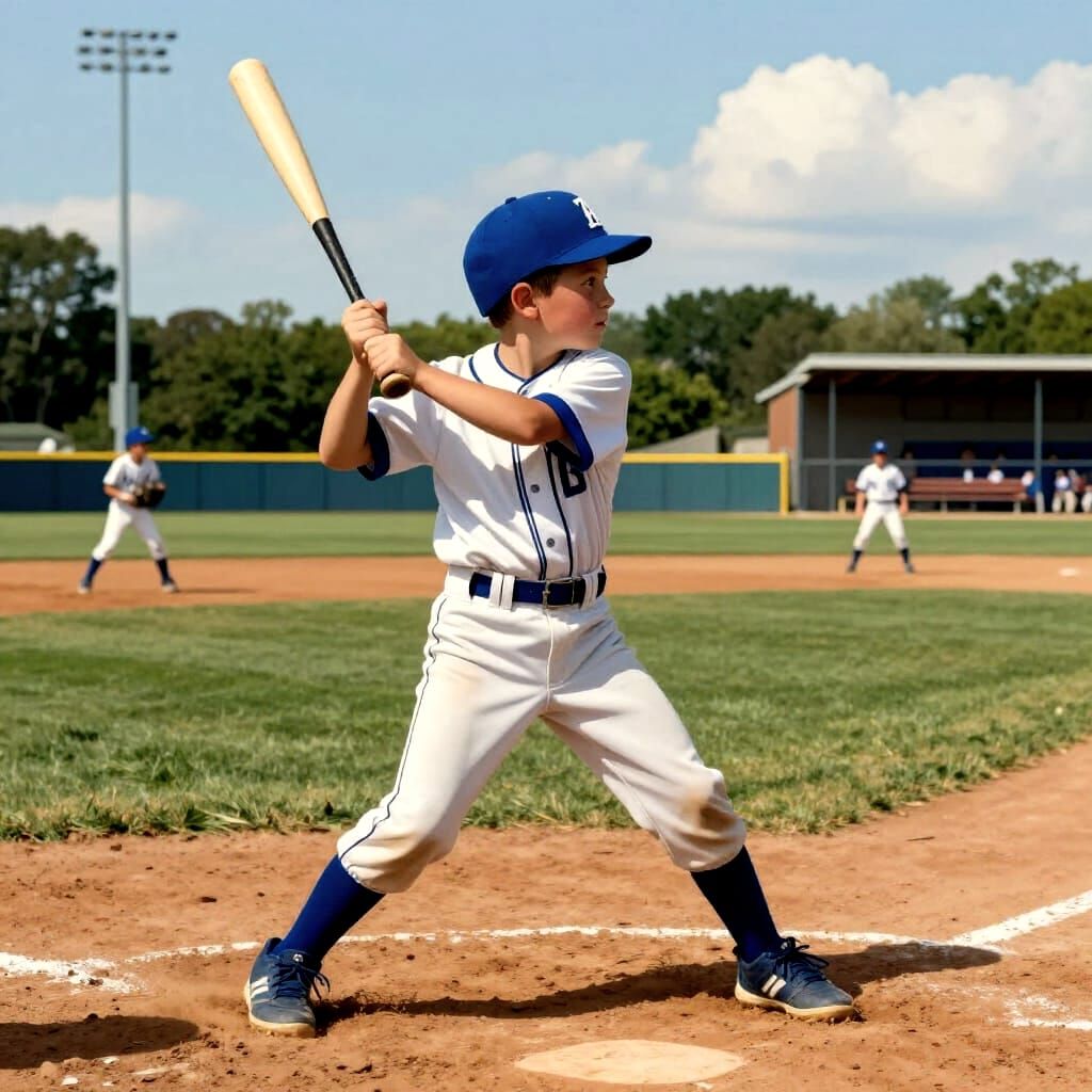 Boy Eagerly Awaits Baseball Turn in Norman Rockwell Style