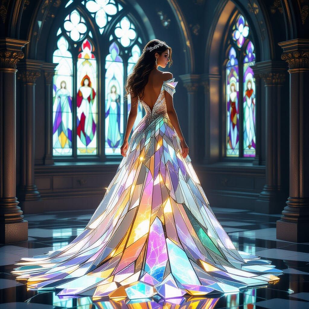 Woman in Gown of Crystal Shards
