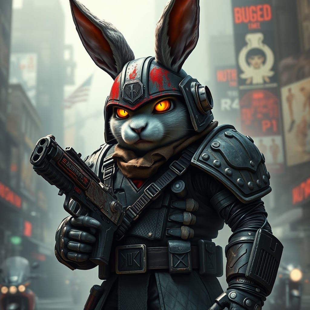 Gritty Judge Dredd Bunny: Cyberpunk Warrior