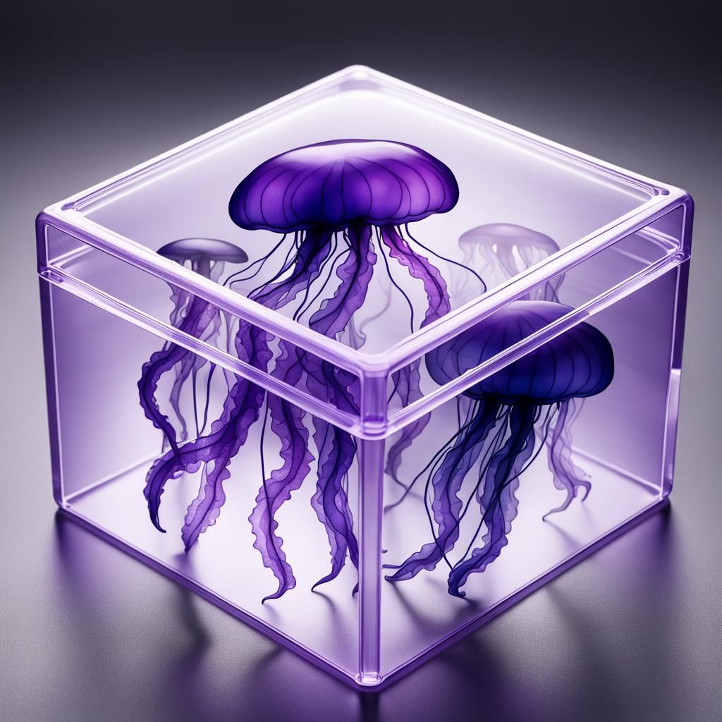 Translucent Purple Jellyfish in a Polycarbonate Box