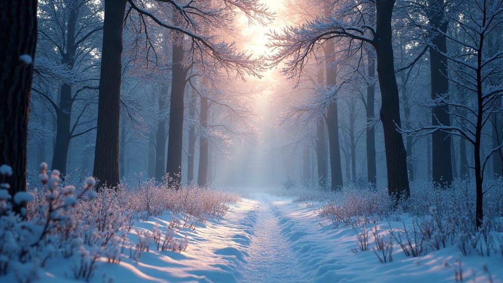 Winter Woods Fantasy Scene in Vibrant Color