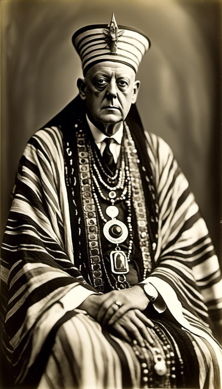 portrait of Aleister Crowley in egyptian robes