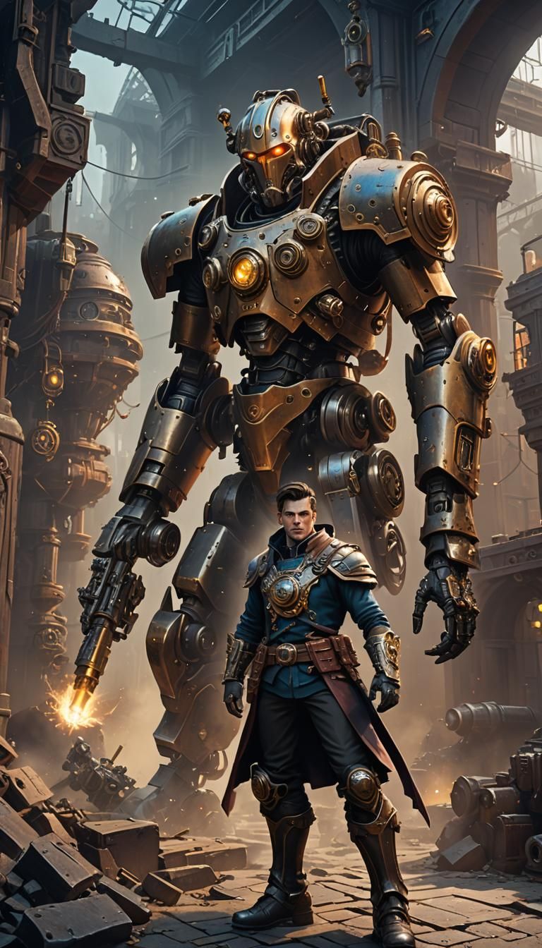 Steampunk Artificer and Robot in Dungeons and Dragons