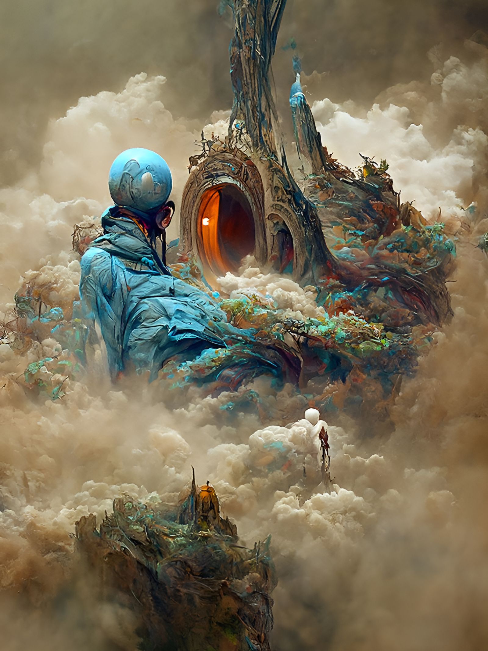 Mystical Being Emerges from Portal, Digital Illustration