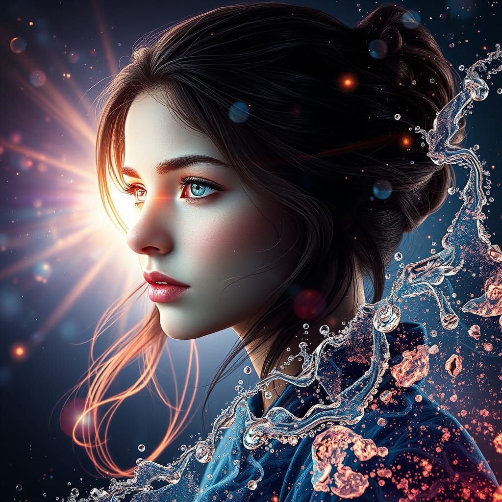 Girl in Supernova Light: Detailed Fantasy Art