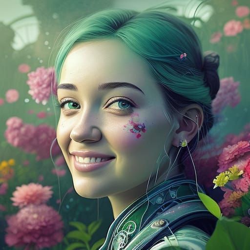 Whimsical Garden Goddess in Dreamy Watercolor Style