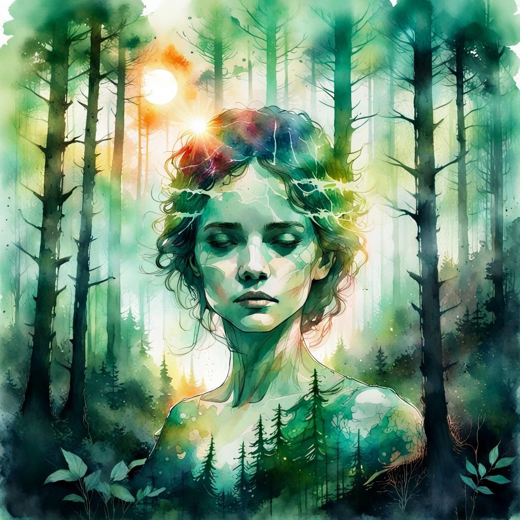 Luminous Fairy Portrait in Digital Watercolor Style