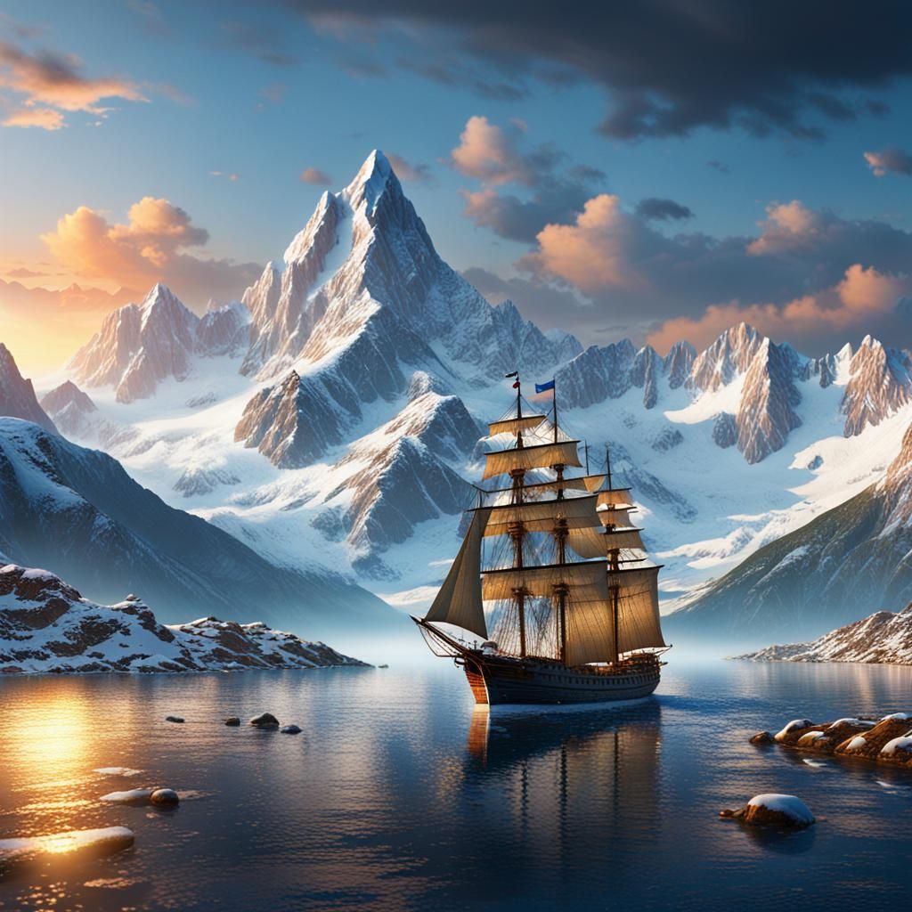 Sunrise Sailing: A Detailed Matte Painting