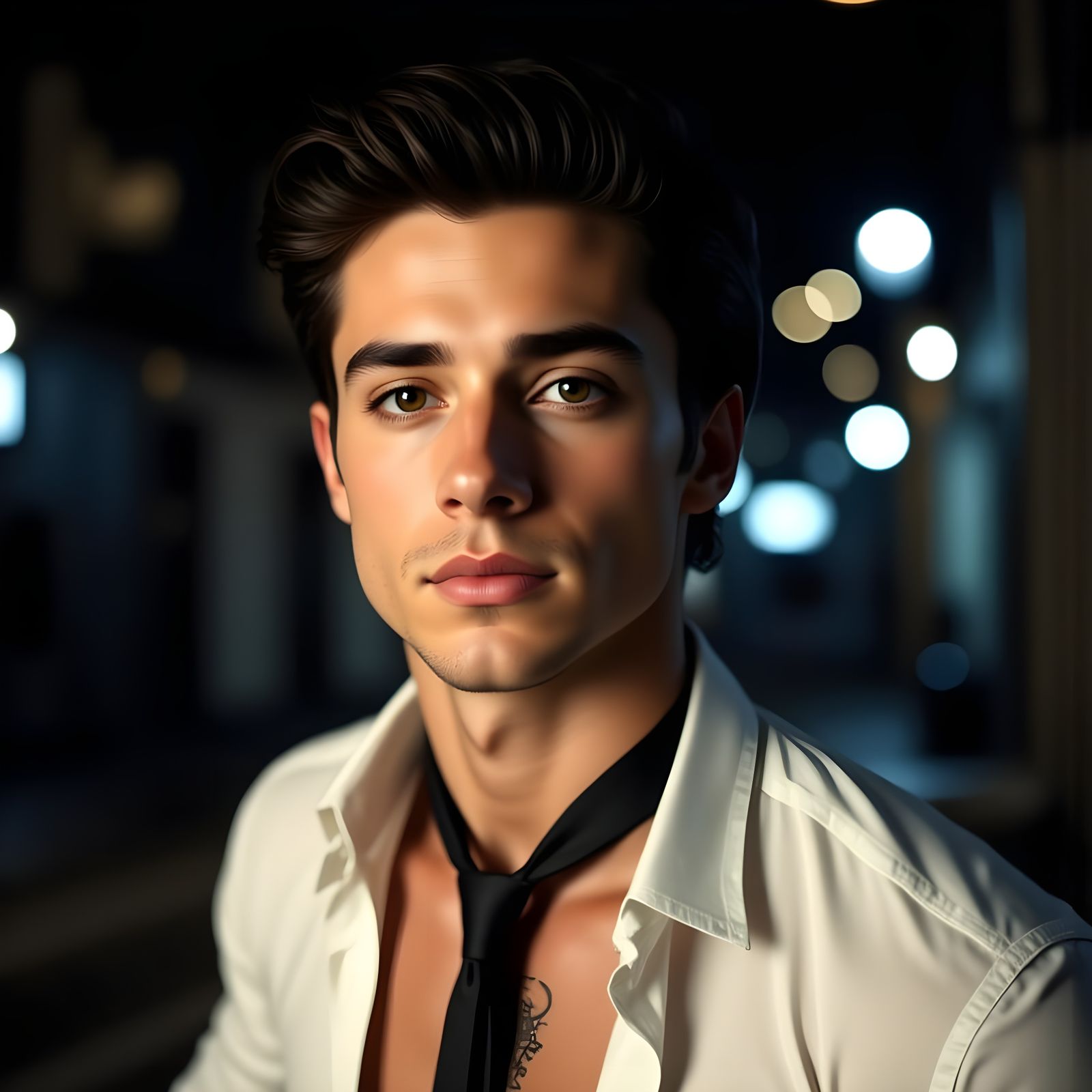 Muscular Man in White Shirt and Black Tie