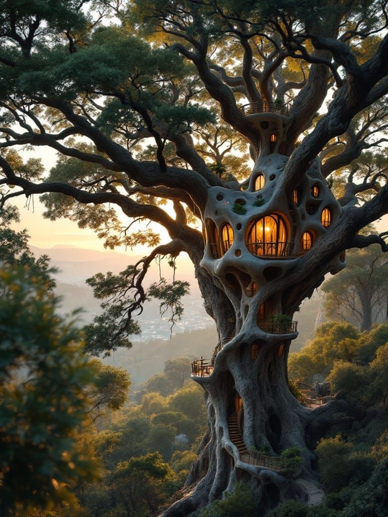 Gaudi's Whimsical Treehouse Amidst Ancient Sequoias