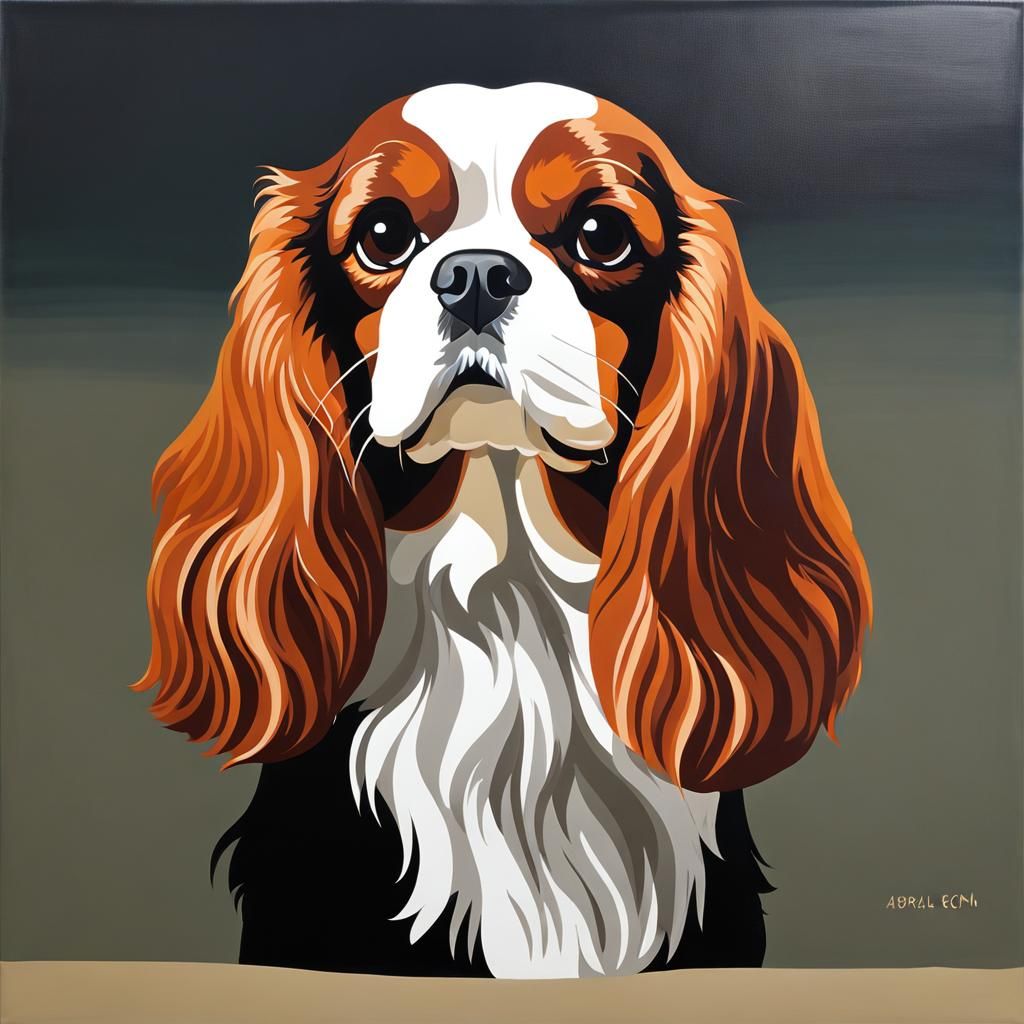 Cavalier King Charles Spaniel in Precisionist Style