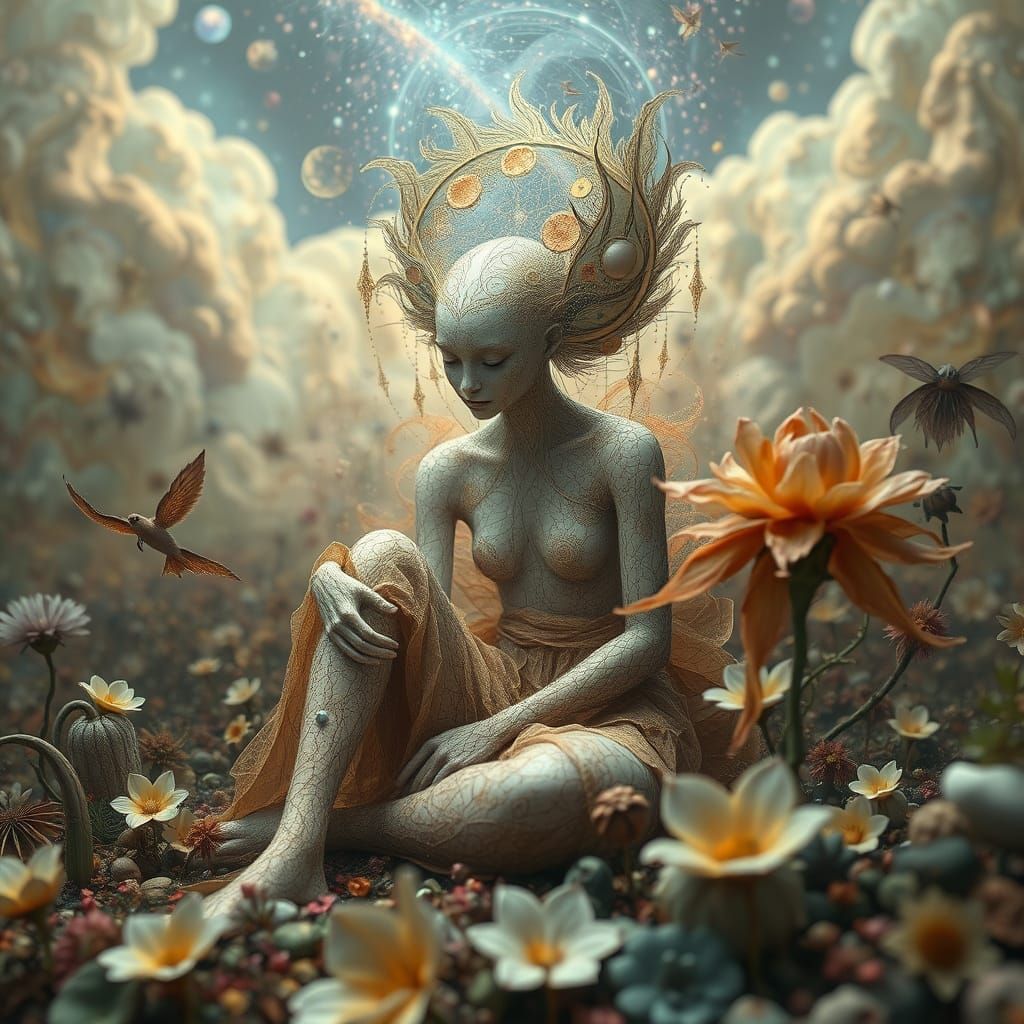 Surreal Figure Emerges from Dreamlike Liminal World