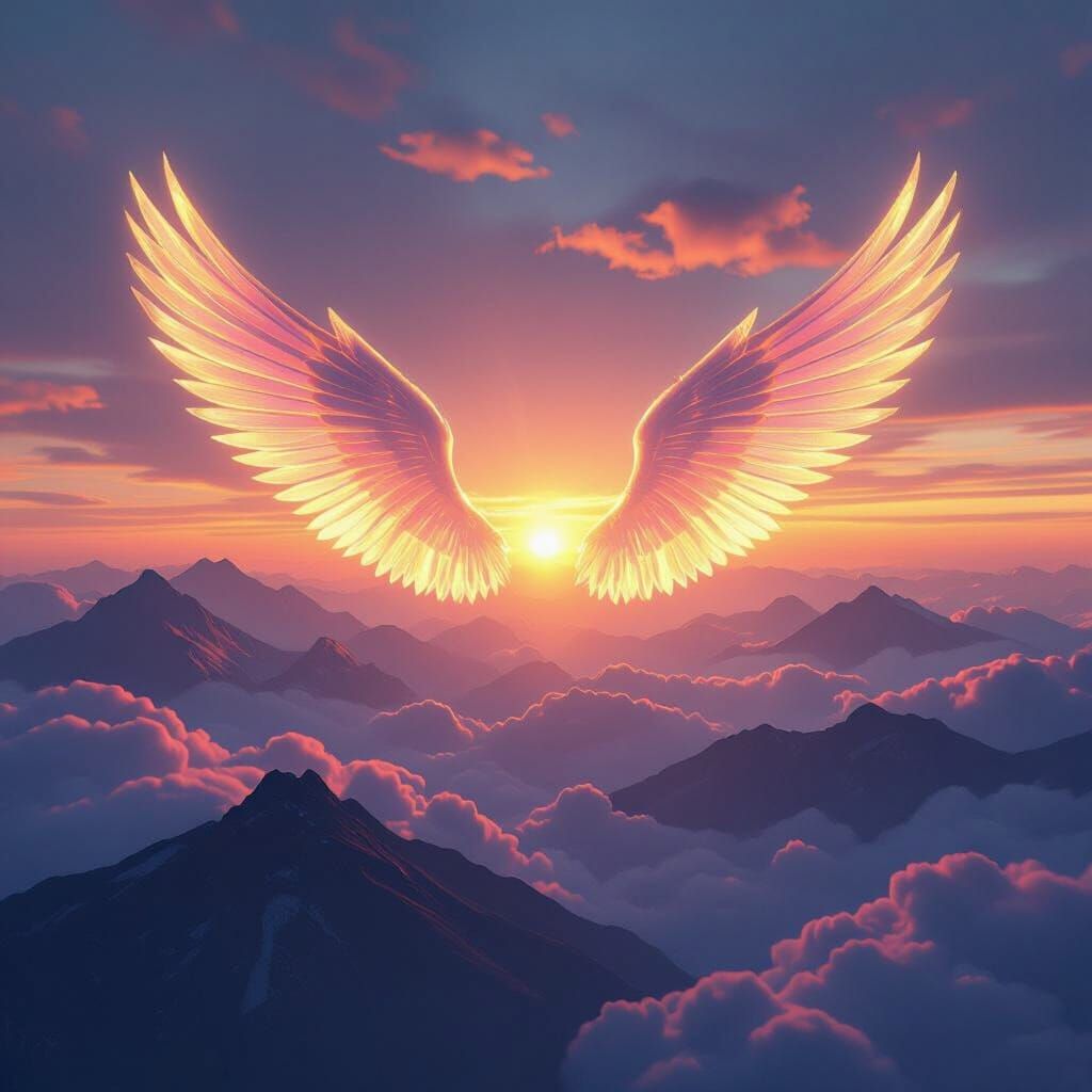 Sunrise Horizon with Golden Wings, Inspirational Concept Art