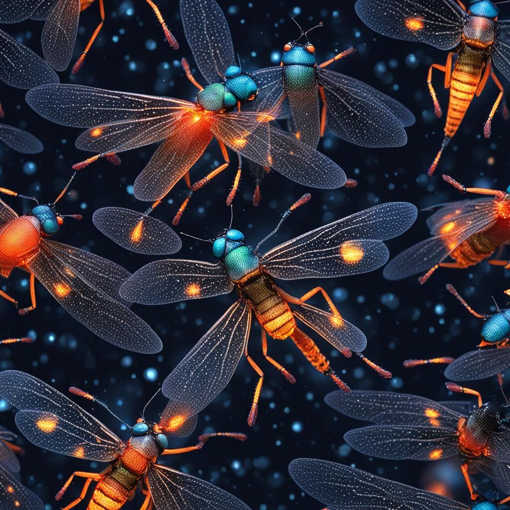 Glowing Fireflies at Night