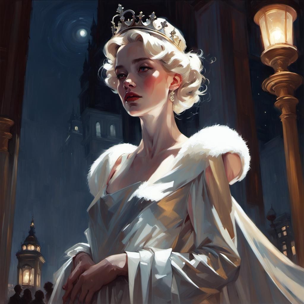 Queen of Light in Golden Age Illustration Style