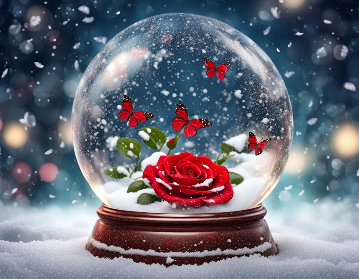 Red Rose Snow globe