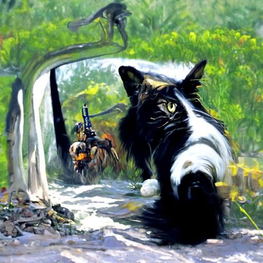 Cat's Journey of Self-Discovery: Oil Painting