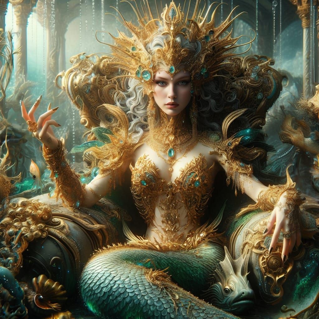 Mythical Mermaid Queen in Regal Splendor