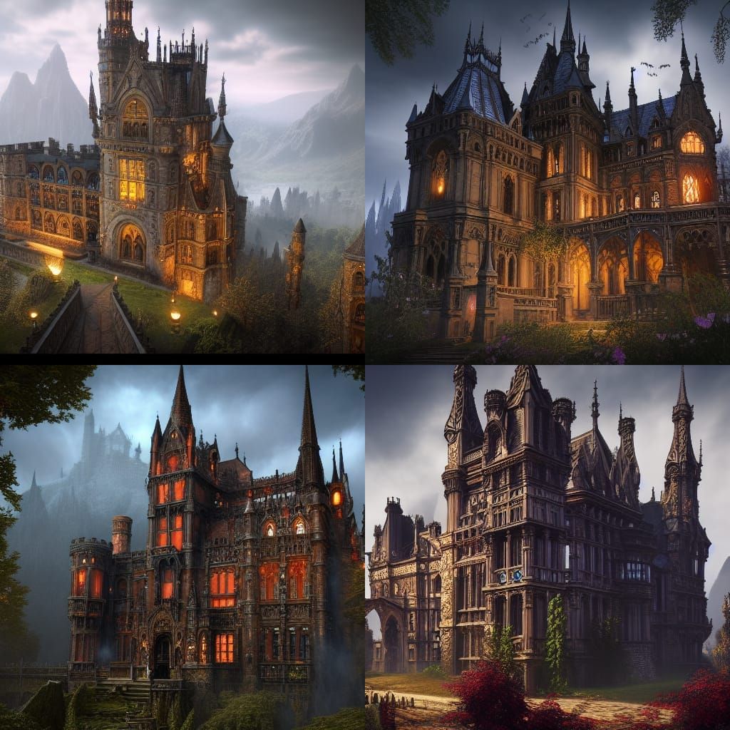 Detailed Gothic Victorian Castle Art