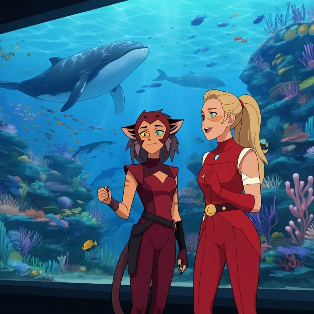 She-Ra's Catra Enjoys Aquarium Moment with Princess Adora in...