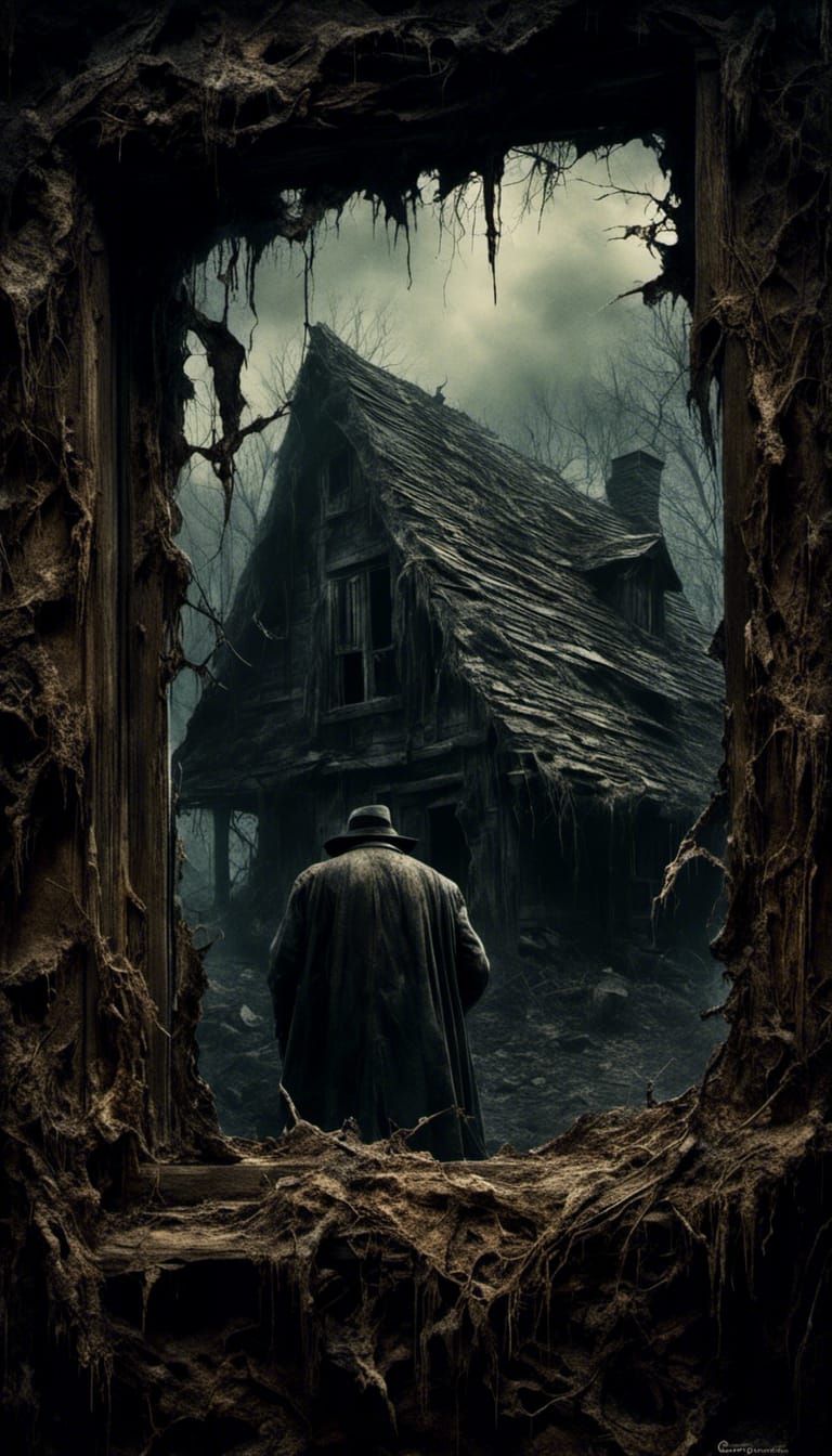 Sinister Frankenstein's Monster at Cottage Window