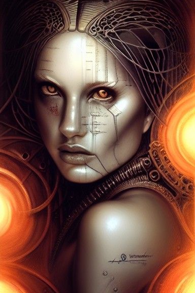 Biomechanical Goddess Lion Oracle in Digital Art