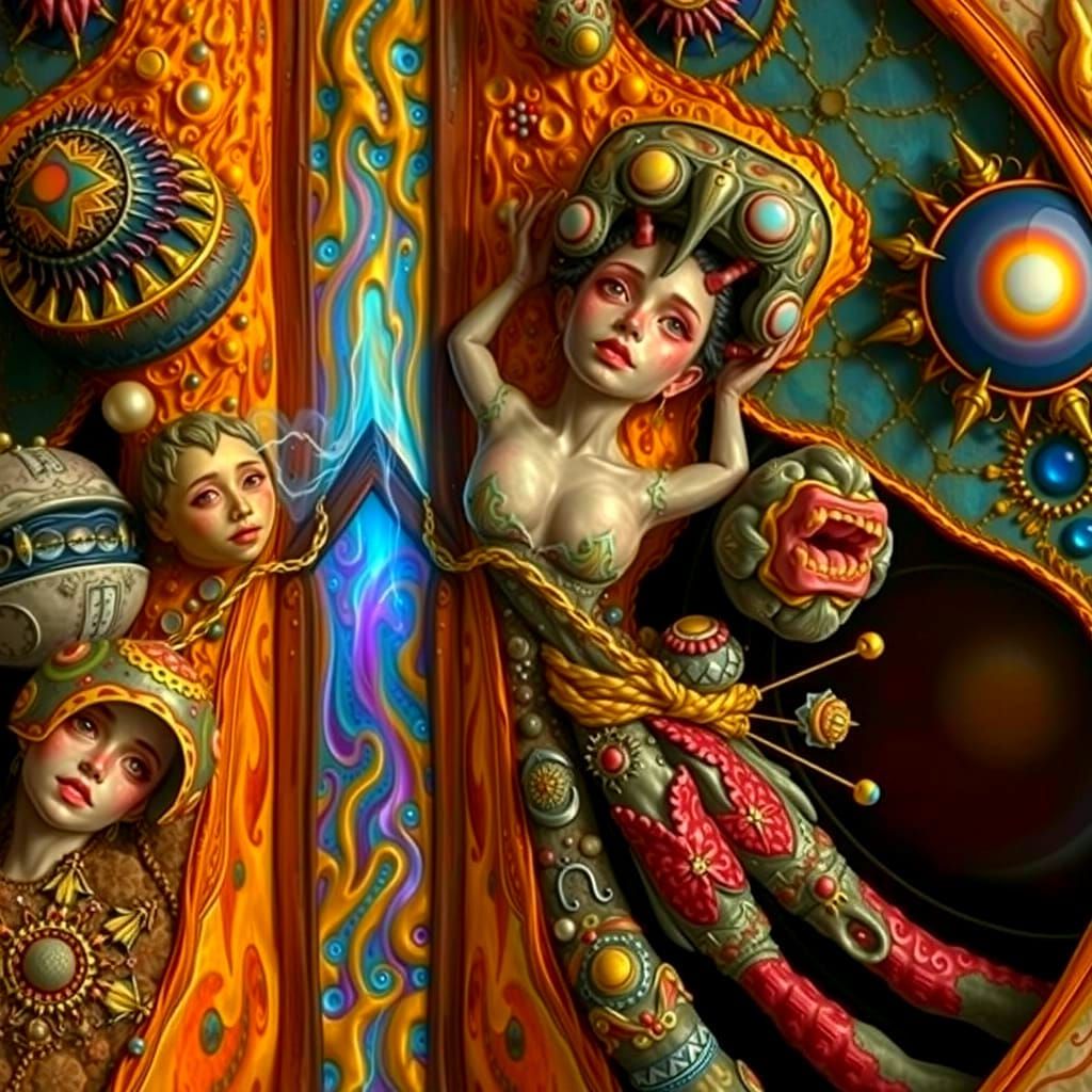 Molten Rock Landscape in Vivid Oil Paint Style