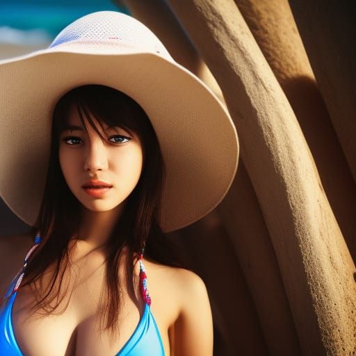 Anime Girls in Bikinis on Beach: Professional Portrait