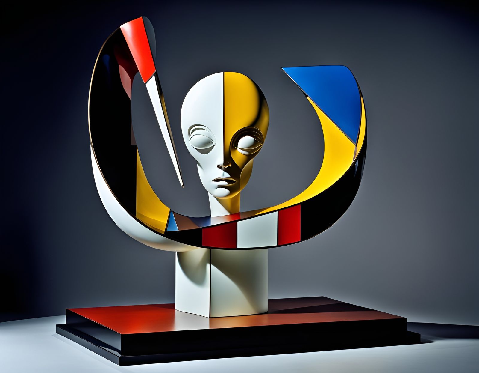 Surreal Alien Sculpture in Cubist Style