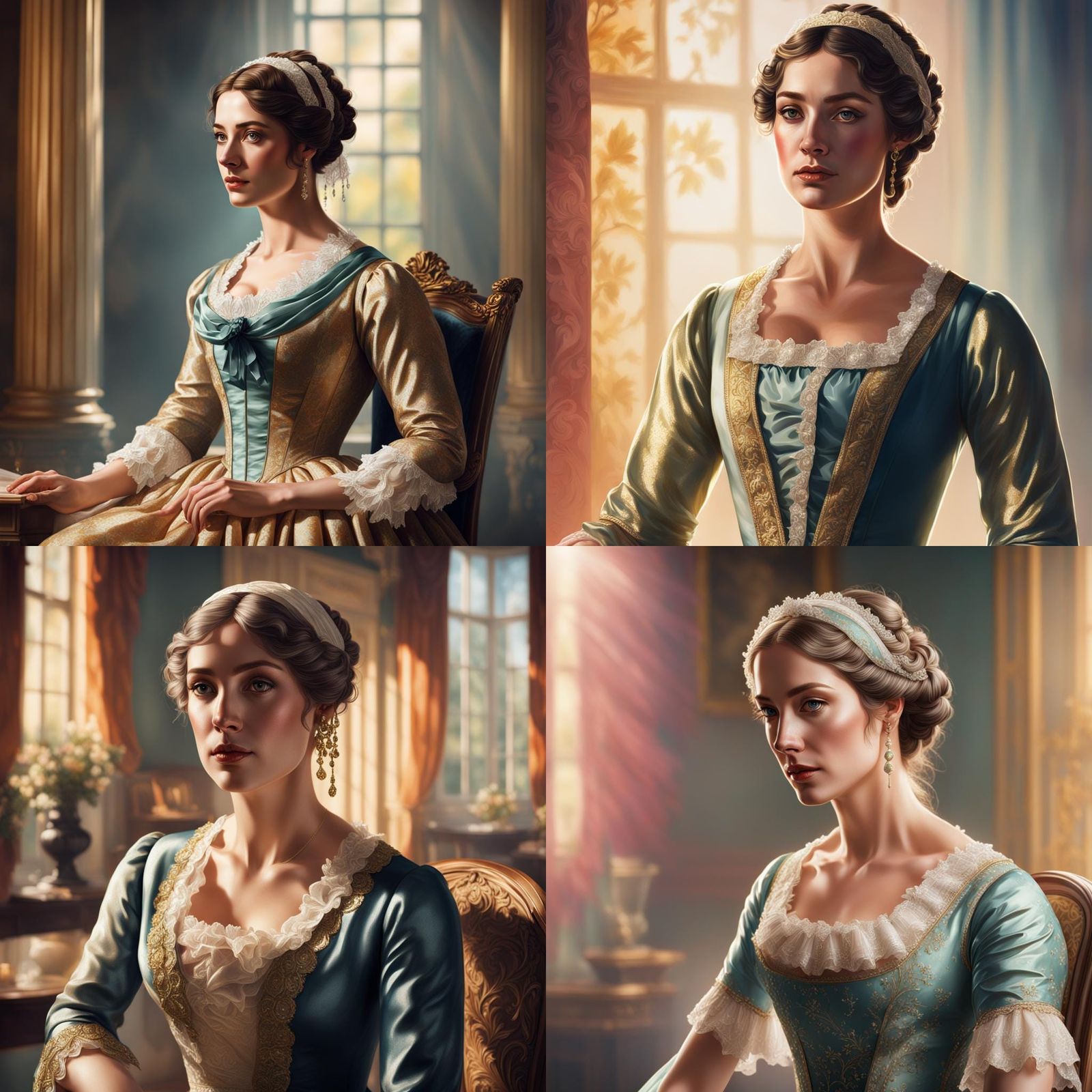 Regency Era Beauty in Hyperrealistic Style