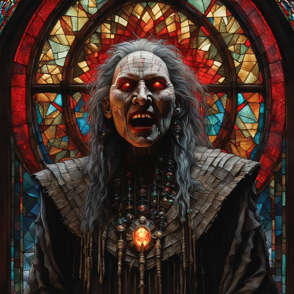 Native American Pinhead Screaming in Shattered Glass