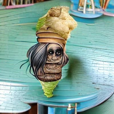 Shrunken Head Ice Cream Cone: AI Creation