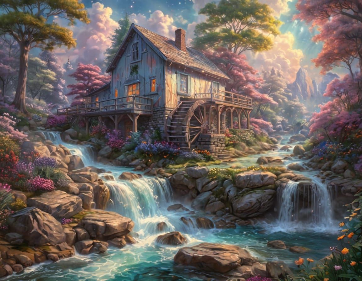 Ethereal Astral Landscape in Cosmic Holographic Style