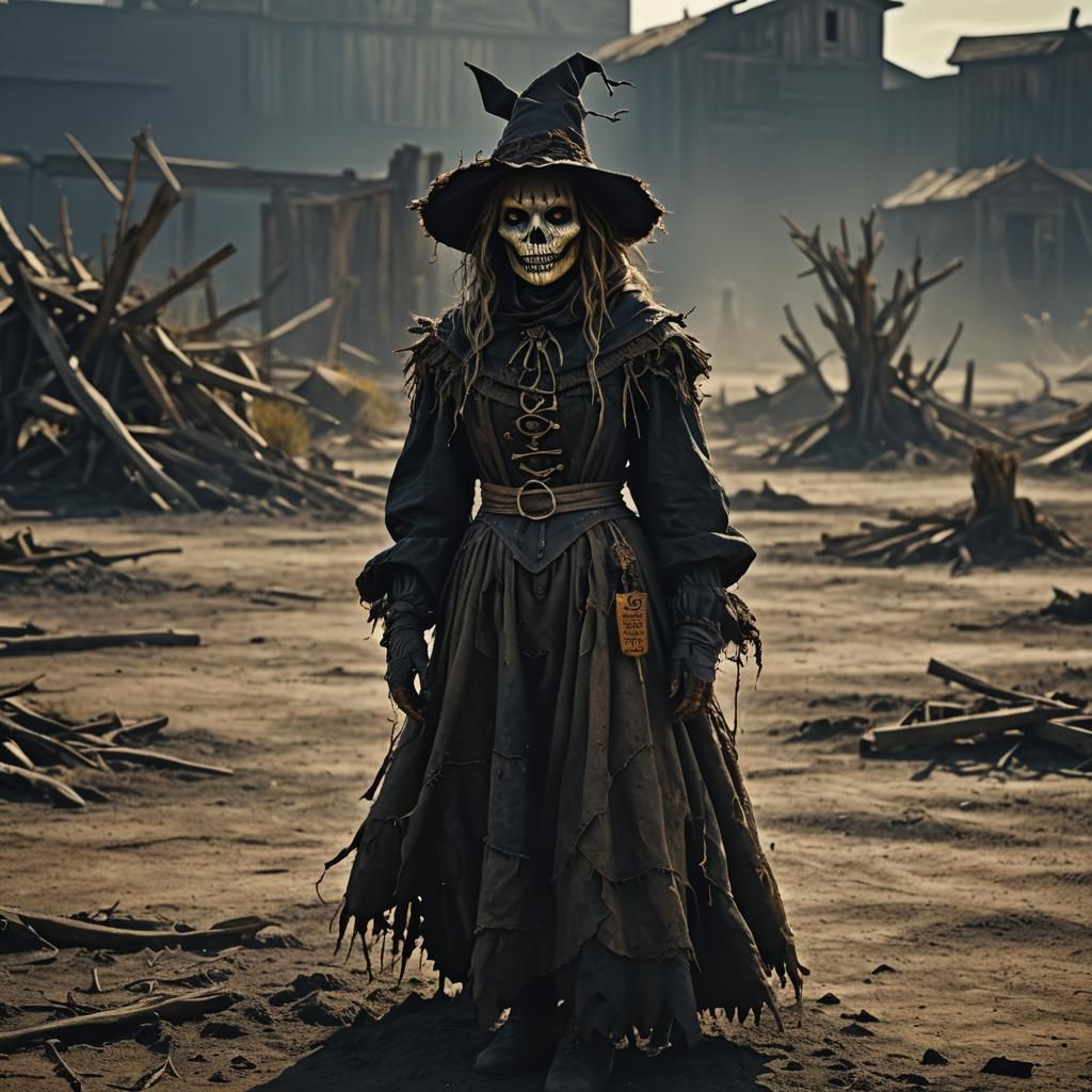 Scarecrow Witch in Barren Wasteland: Cinematic Still