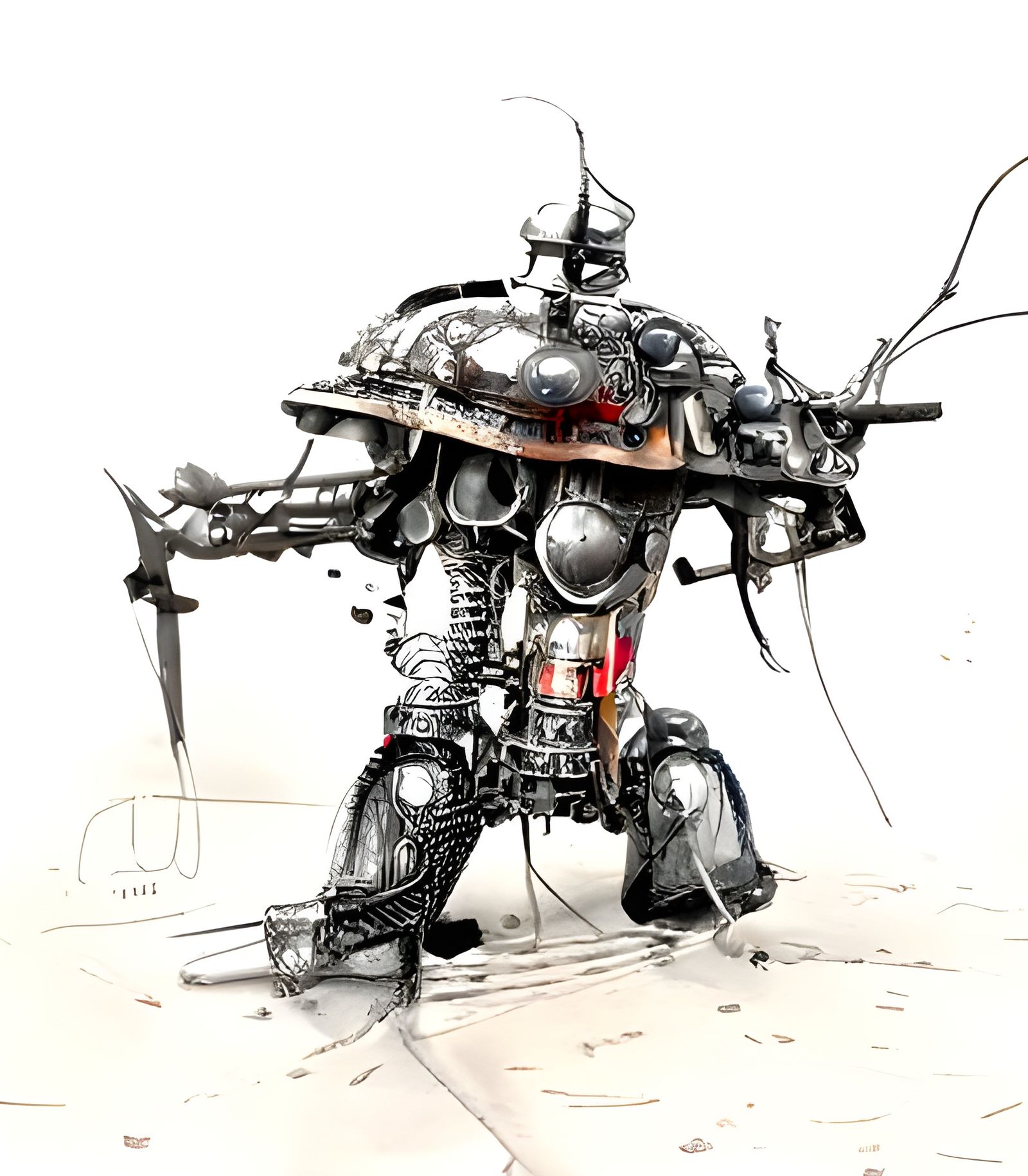 Colorful Mecha Samurai Robot Concept Art