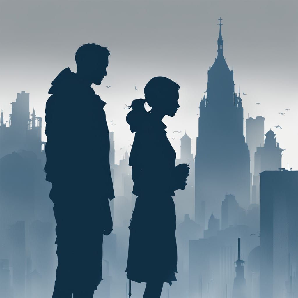 Ethereal City Silhouettes in Blue