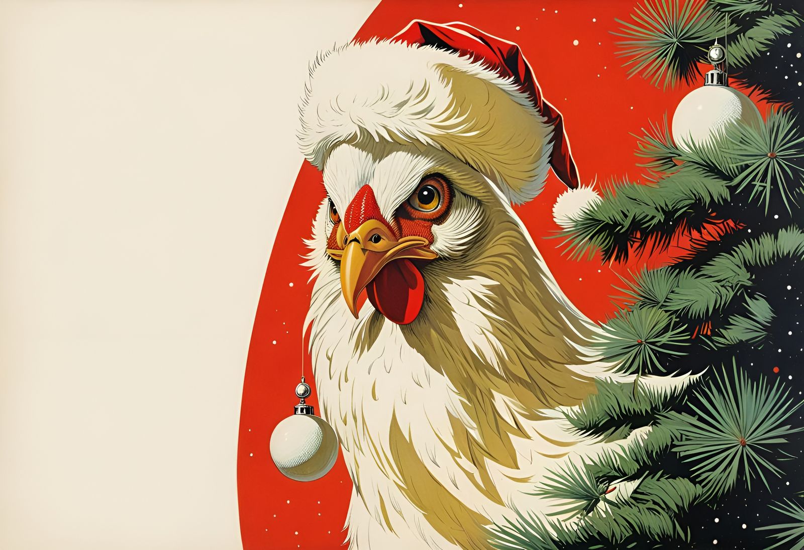 Chicken Claus: A Retrofuturistic Sci-Fi Illustration