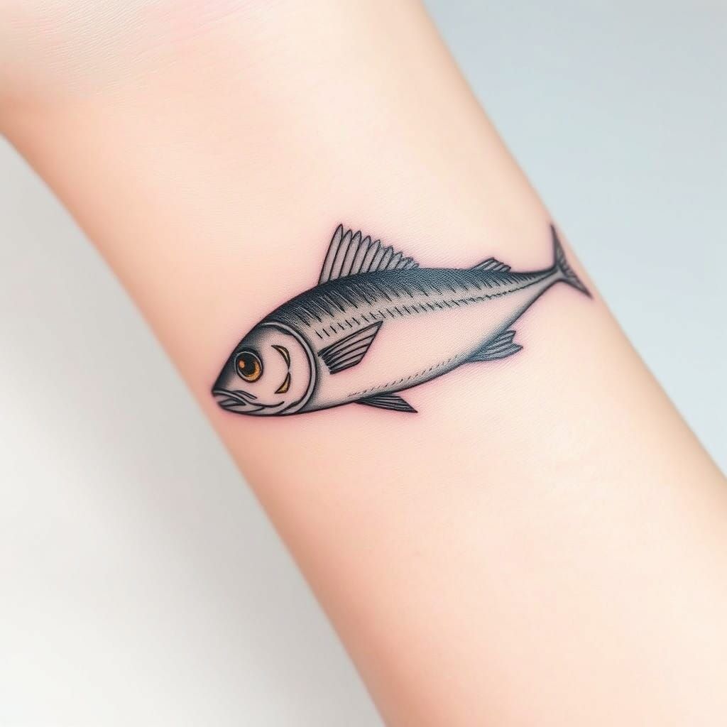 Delicate Sardine Tattoo Designs with Anime-Inspired Realism